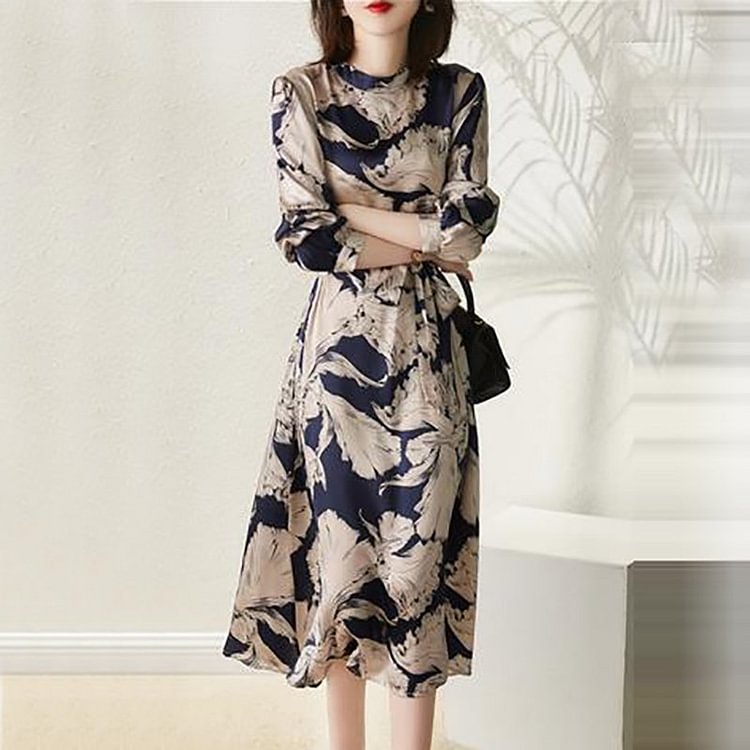 Apricot A-Line Crew Neck Casual Dresses QueenFunky