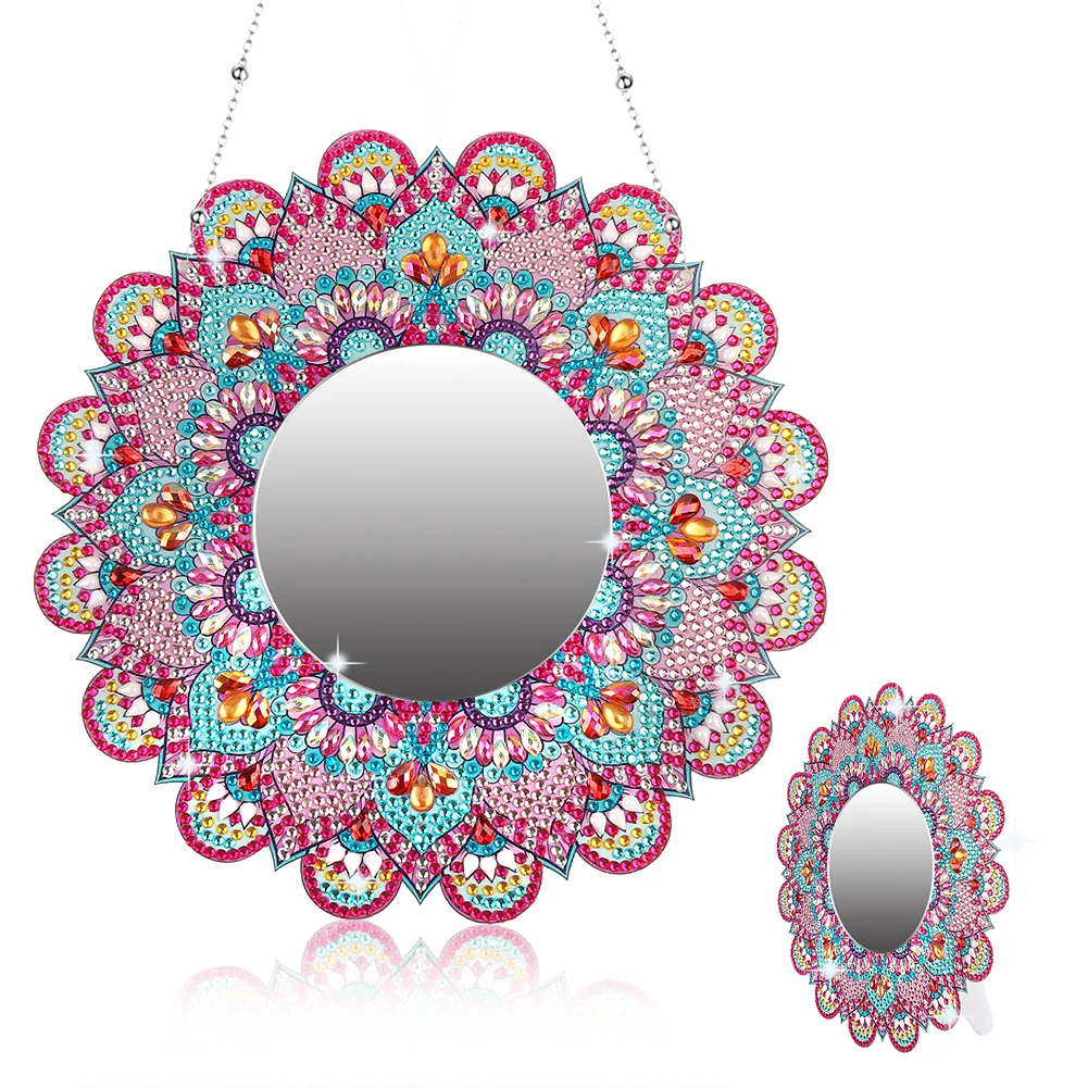 DIY Compact Mirror Paint by Number Kits Hanging Flower Home Decor
