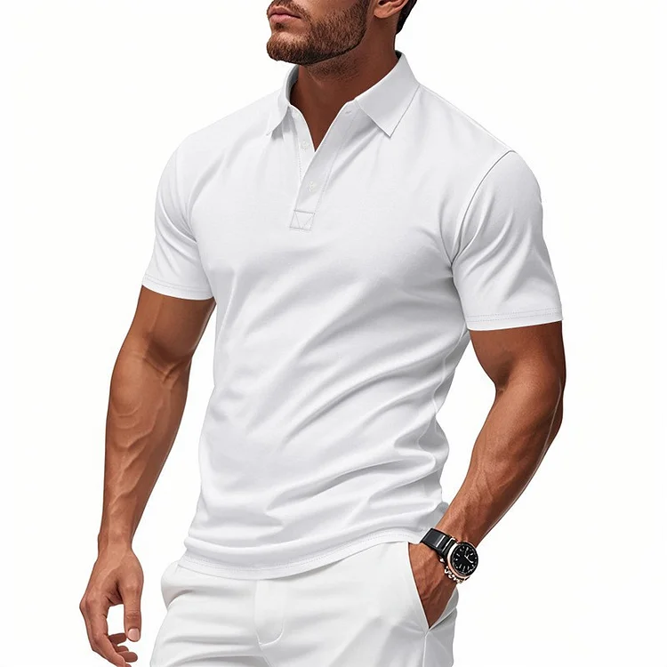 T-shirt da uomo a maniche corte con risvolto, ad asciugatura rapida