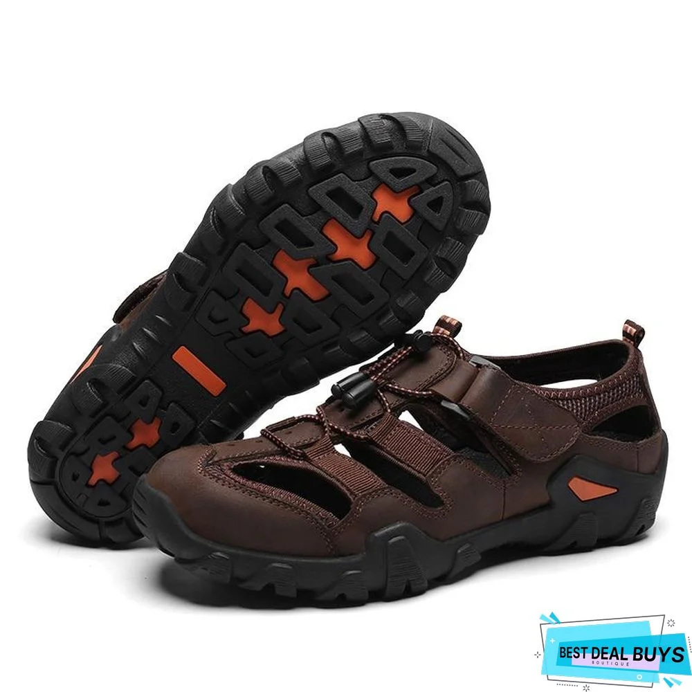 Men's Casual Soft Sandals Genuine Leather Large Size Sandals