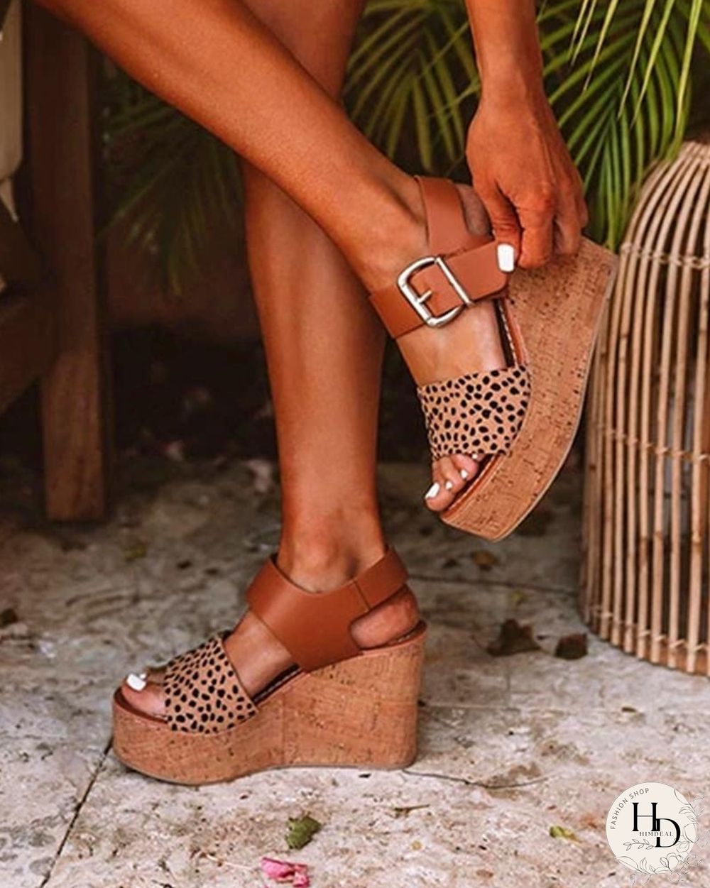 Leopard Print Wedge Sandals