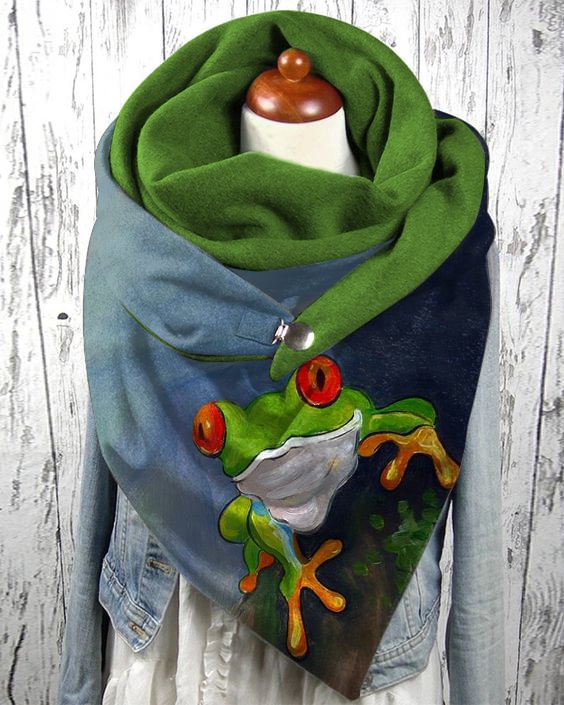 Retro frog casual print scarf scarves