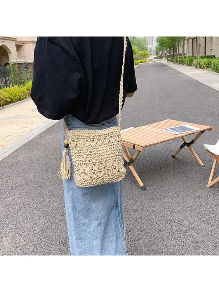 Woven Straw Crossbody Bags Small Purse Women Boho Summer Shoulder Handbags