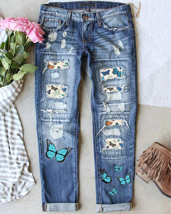 Women's Butterfly Floral Pants