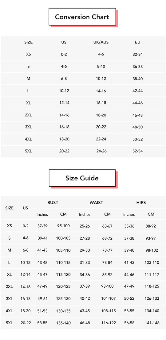 Extreme Distressed High Waist Skinny Jeans conversion chart & size guide