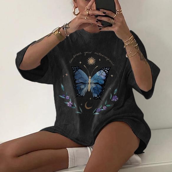   Fashion butterfly and sun print t-shirt designer - Neojana