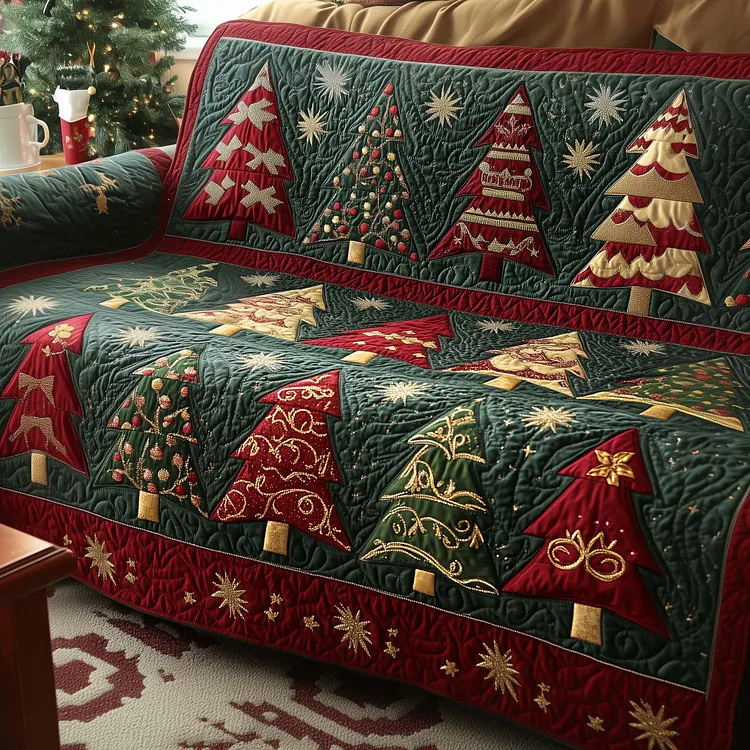 Christmas Pines Quilted Sofa Cover GFTOYC1467