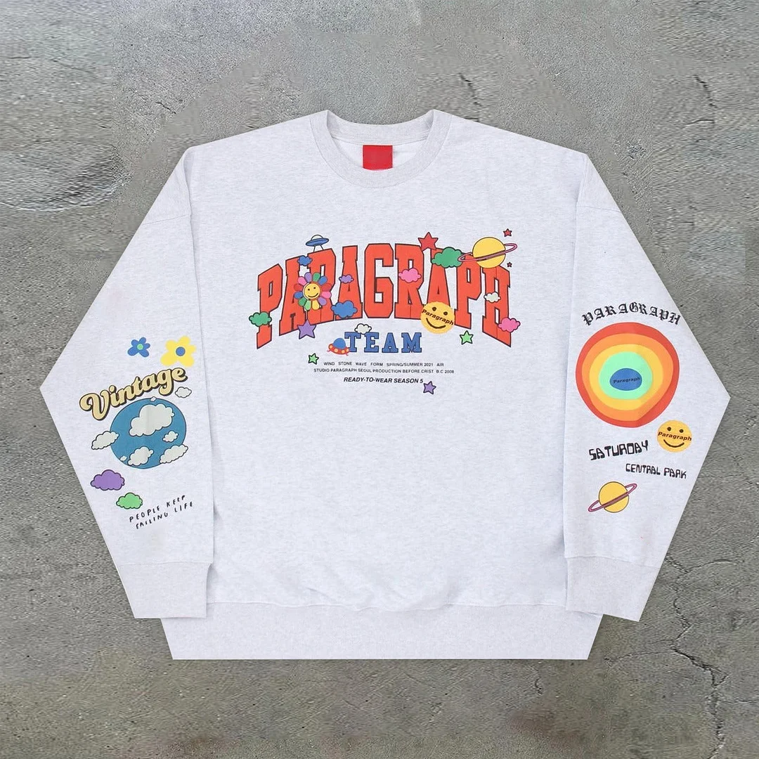 Retro street fashion long-sleeved round neck sweatshirt