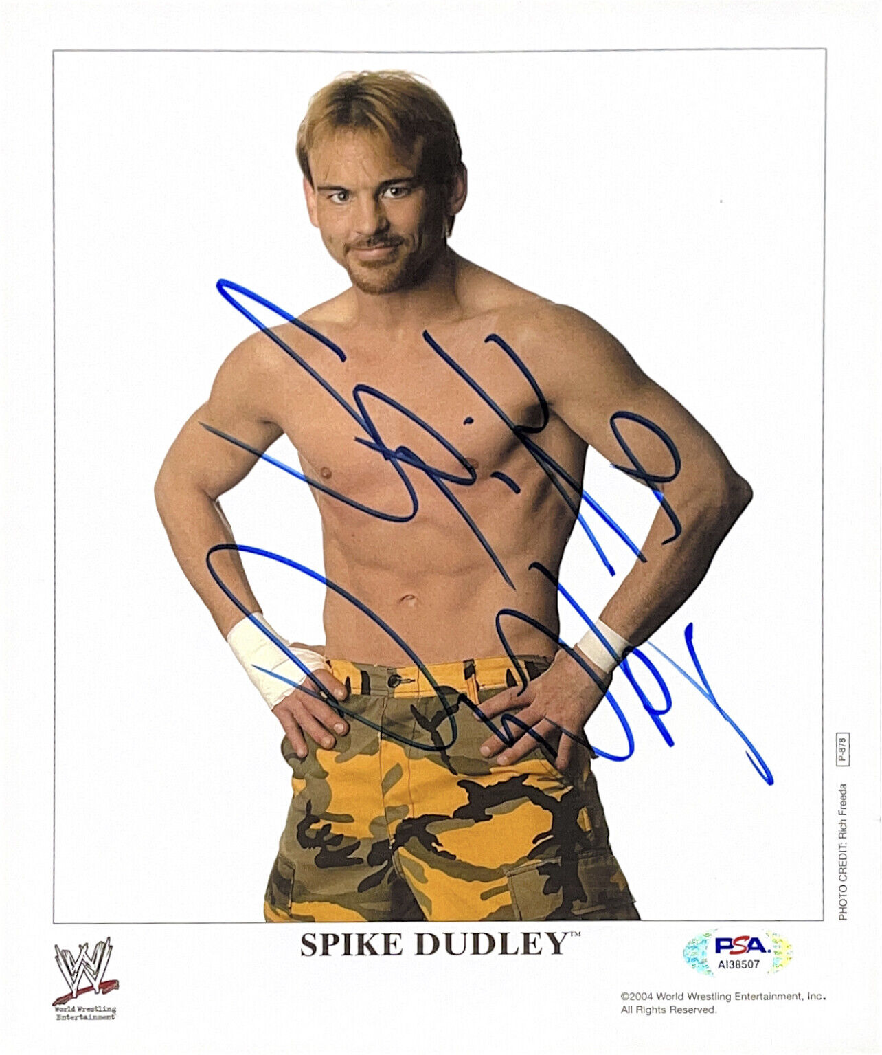 WWE SPIKE DUDLEY P-878 HAND SIGNED AUTOGRAPHED 8X10 PROMO Photo Poster painting WITH PSA DNA COA