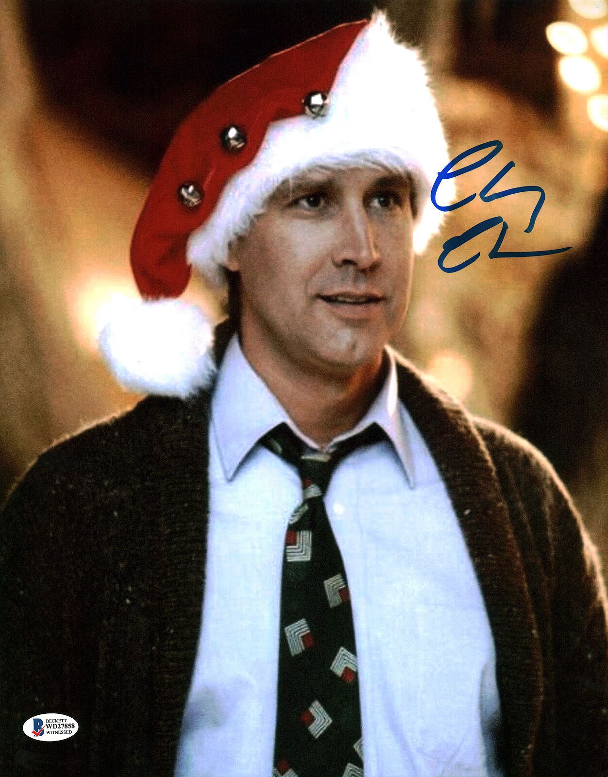 Chevy Chase Christmas Vacation Signed 11x14 Photo Poster painting Wearing Santa Hat BAS Wit 20