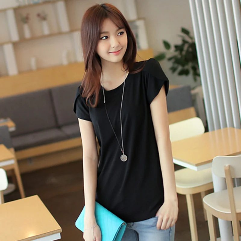 Uveng Uveng 2024 New Korean Version Pure Color Loose Plus Size Jacket Round Collar Short Sleeve Women T Shirt Summer Fat MM Bottom Shirt
