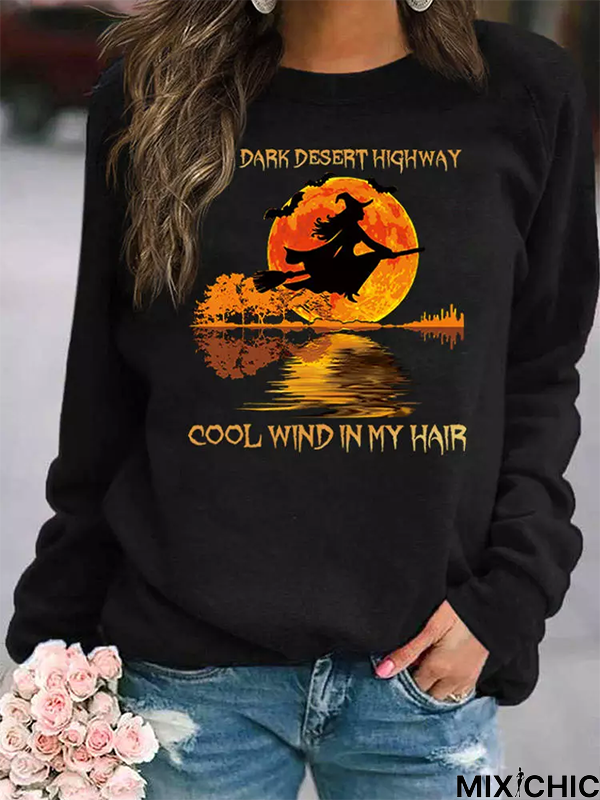 Halloween-Crew Neck Long sleeve Printed Casual Sweatshirt