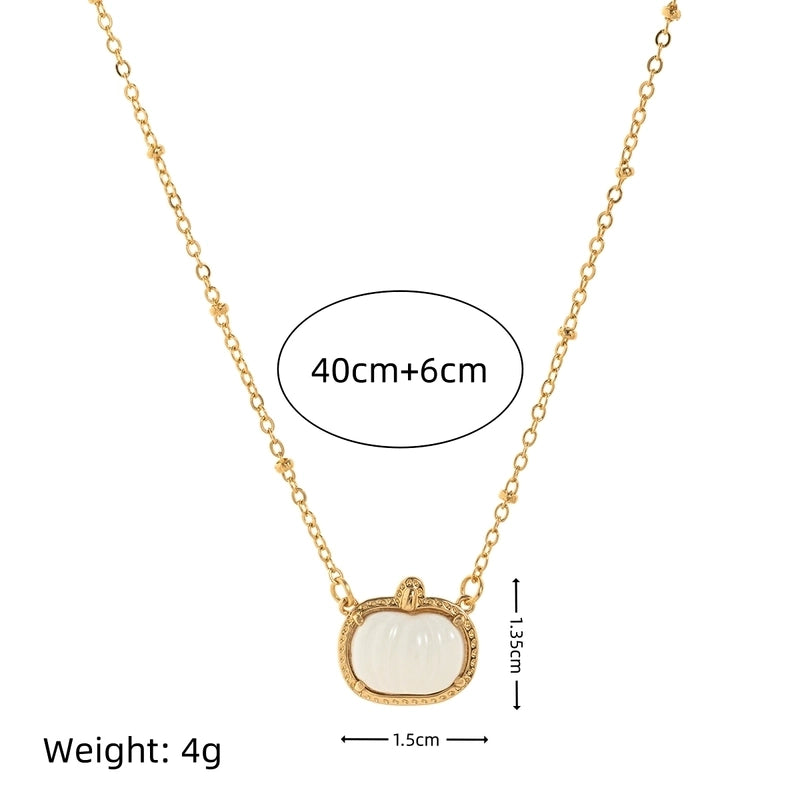 Copper Gold Plated Inlay Pumpkin Skull Resin Jewelry Set