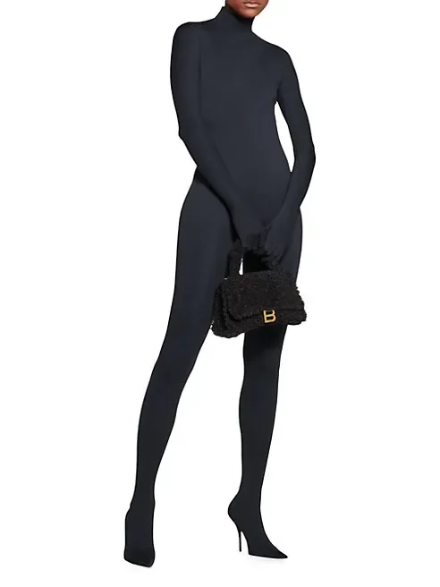 Balenciaga Furry Hourglass Small Handbag With Strap