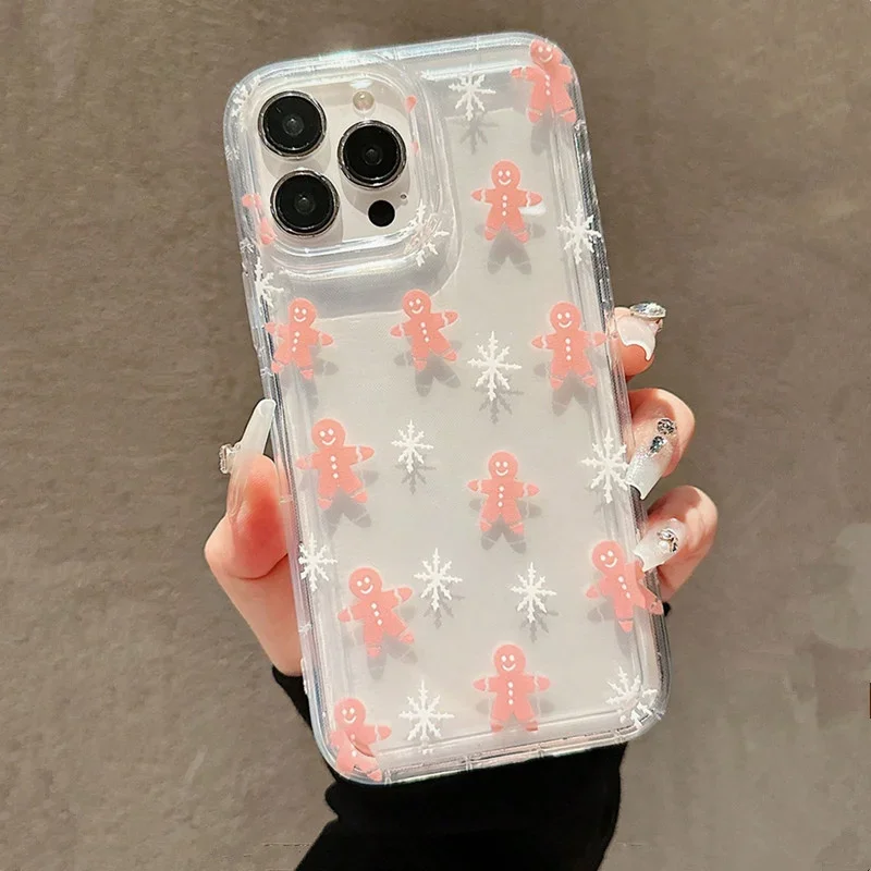 Aonga Winter Snowflakes Christmas Clear Case For Xiaomi Mi 14 13 12 12T 13T Pro 11 Lite 5G Poco X6 F5 X3 Pro Airbag Anti-fall Cover aonga