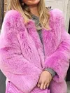 Fashion Solid Color Faux Fur Long Sleeves Warm Coat