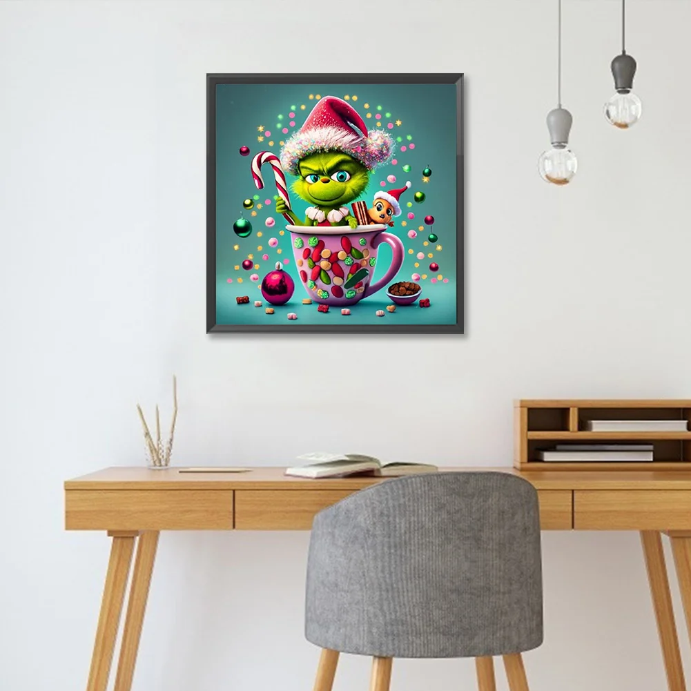 Full Round Diamond Painting 30*30cm - Christmas Green Monster