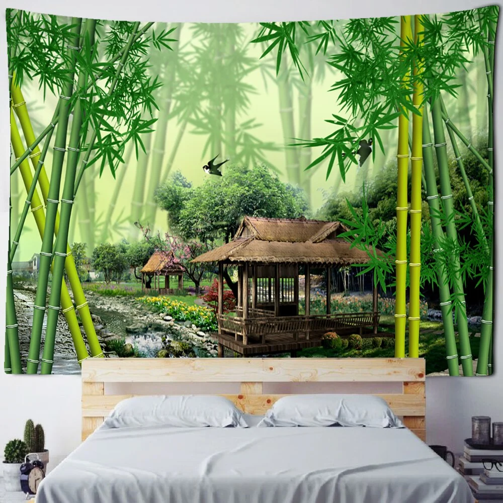 Nigikala Retro Oil Painting Architecture Print Tapestry Hippie Polyester Fabric Home Decor Wall Rug Carpets Hanging