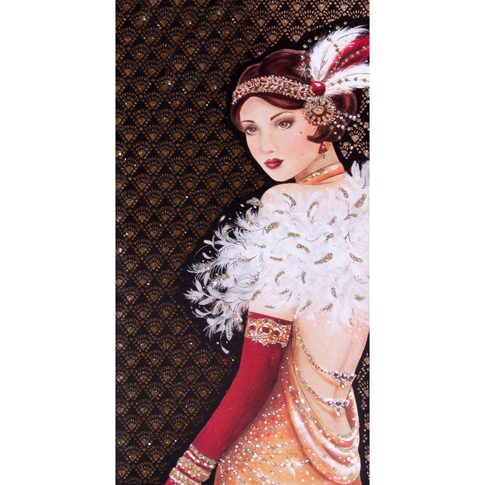 

30*30CM - Round Drill Diamond Painting - Elegant Lady, 501 Original