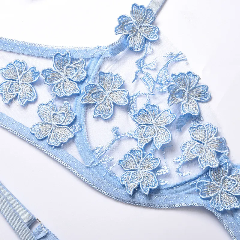 Billionm Sexy Lace Lingerie Set Floral See Through Bra Panty Nightwear Transparent Pink Underwear Women Embroidery Sheer Under Wear Sex