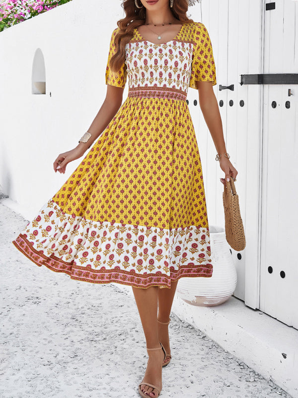 Llyge Women's resort casual printed dress llyge