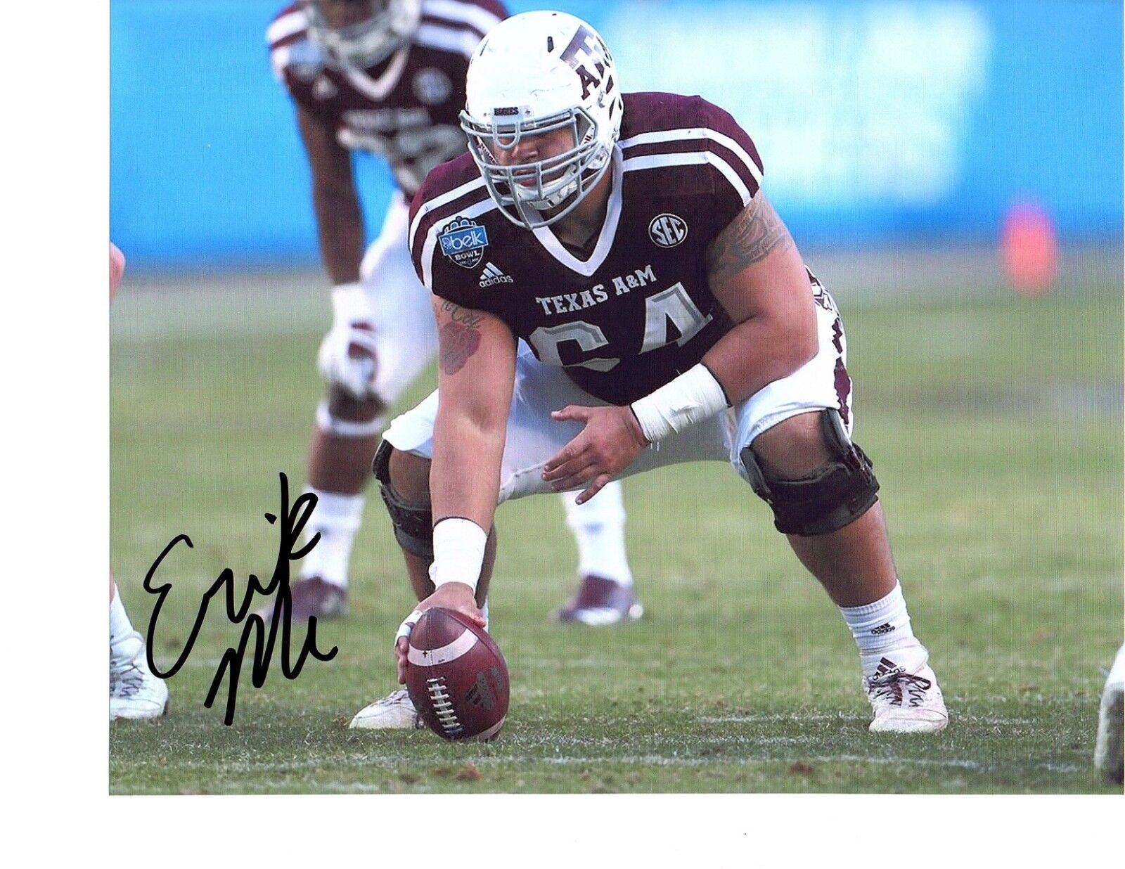 Erik McCoy Texas A&M Aggies signed autographed 8x10 football Photo Poster painting 2019 NFL d