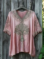 Nordic Tree Of Life Women's Linen V-neck Shirt