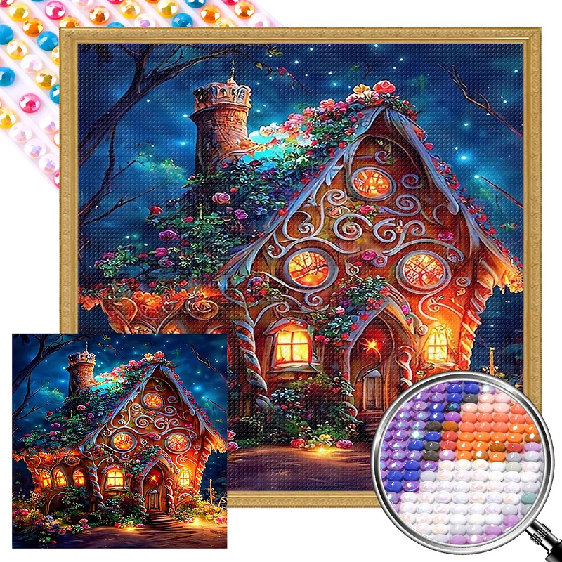 Round Diamond Art Table Decor Desktop Diamond Painting Ornament Candy House  (#2)