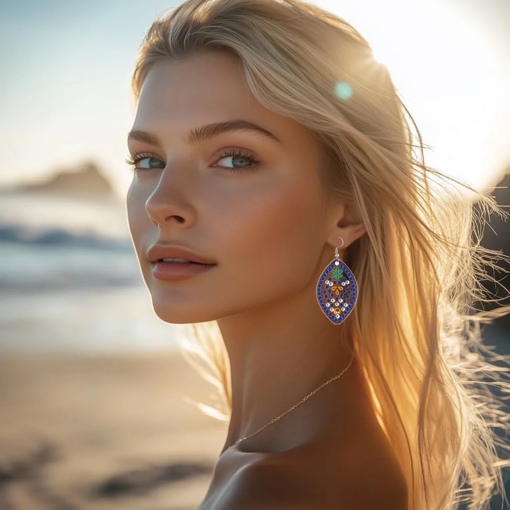 12 Pairs Pattern DIY Diamond Art Earrings Double Sided Diamond Painting Earrings