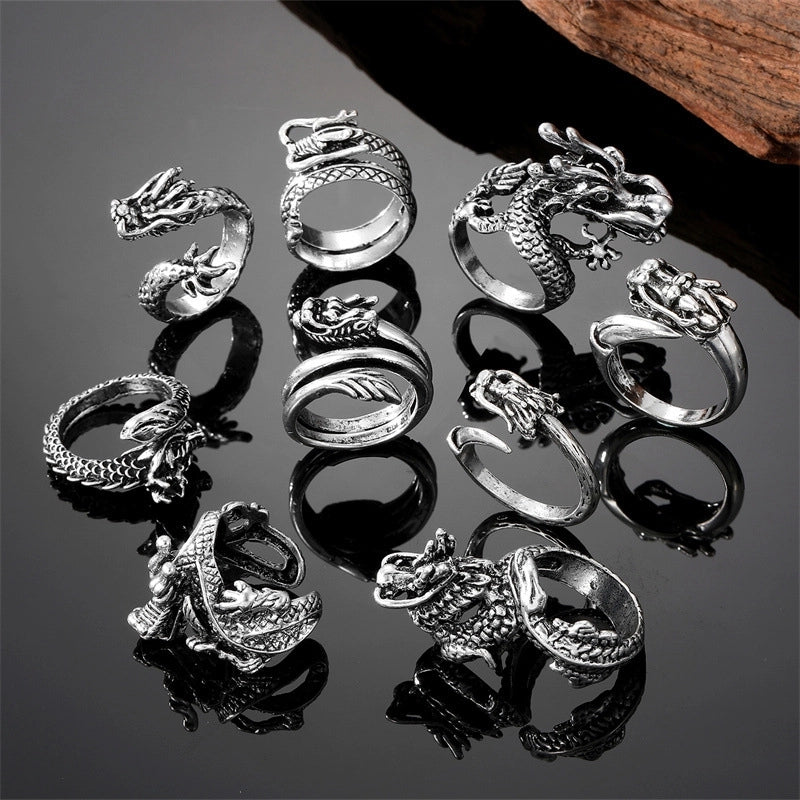 Punk Dragon Alloy Plating Men's Open Rings