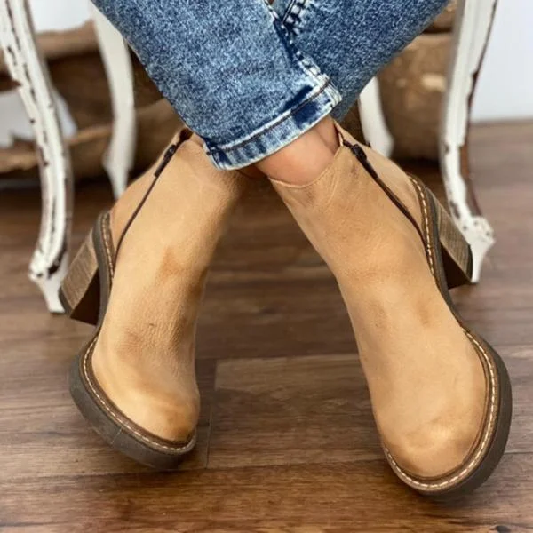 Women's Solid Color Vegan Leather Booties