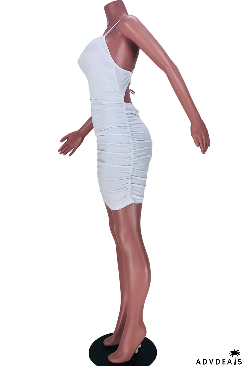 White Fashion Sexy Solid Backless Spaghetti Strap Sleeveless Dress Dresses