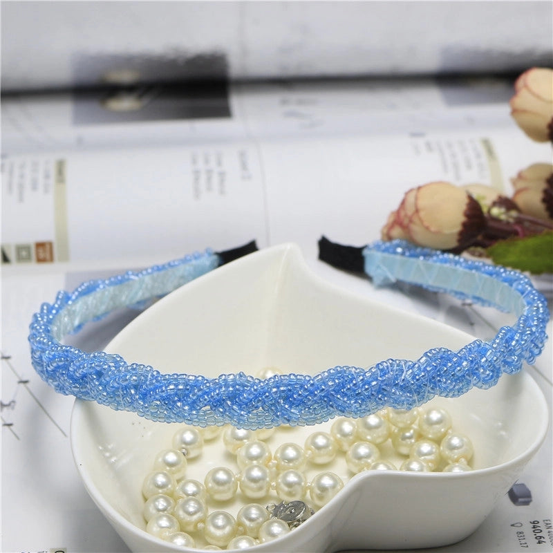 Women’s Fashion Solid Color Plastic Beaded Hair Band