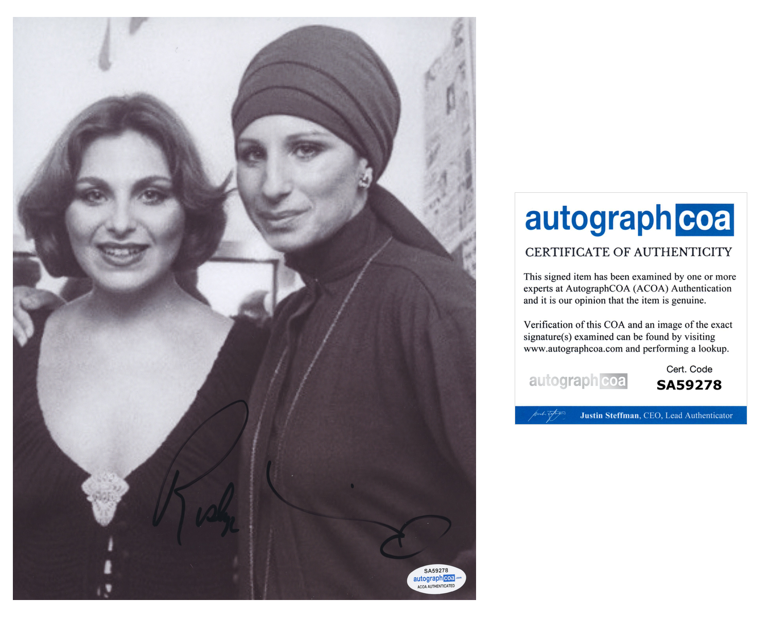 Roslyn Kind Signed Autograph 8x10 Photo Poster painting Singer Actress Barbra Streisand ACOA COA