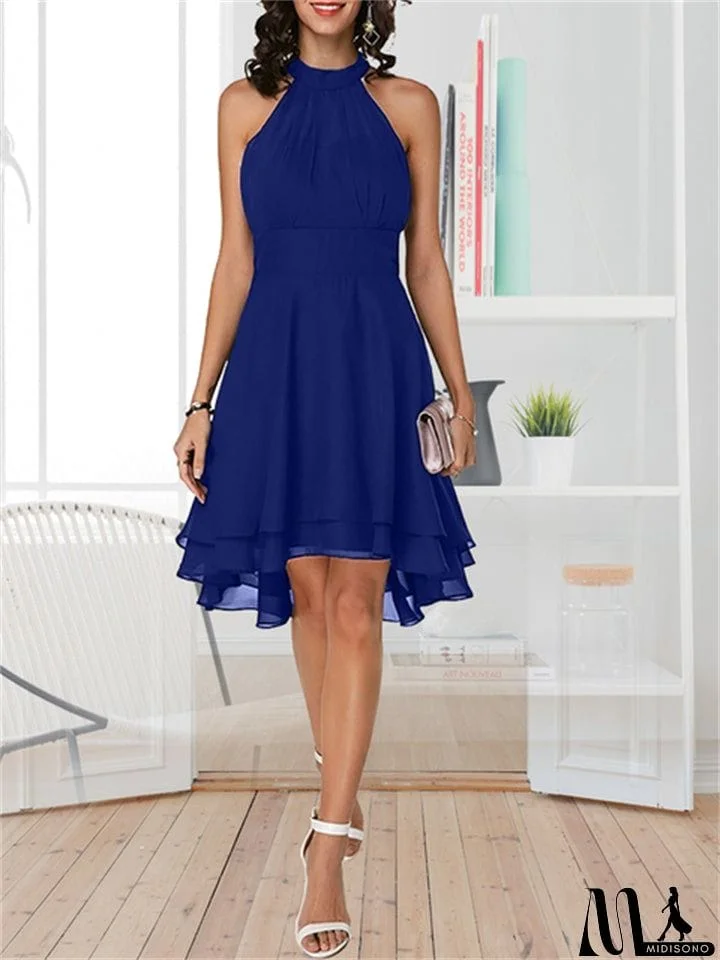 MidiSono - New Elegant Halter Sleeveless High Waist Slim-Fit Cocktail Dresses For Wedding Guest