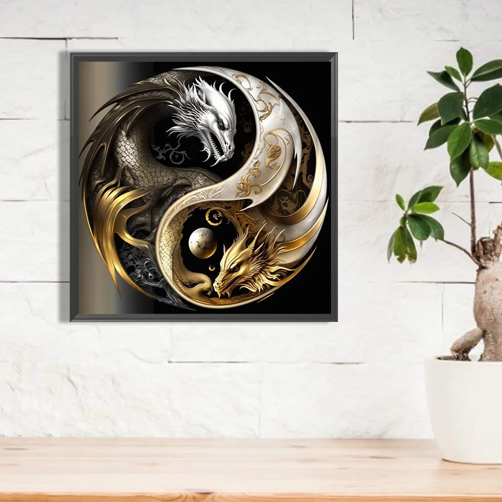Diamond Painting - Full Round Drill - Yin Yang Dragon(30*30cm)