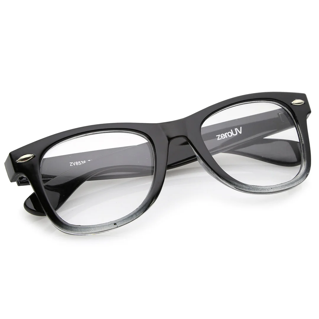 Classic Thick Square Clear Lens Horn Rimmed Eyeglasses 50mm