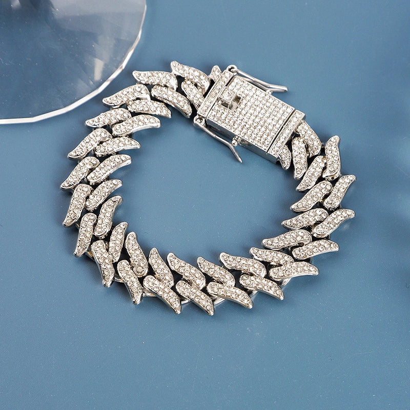 Minimalist Classic Style Solid Color Alloy Inlay Rhinestones Men's Bracelets Necklace