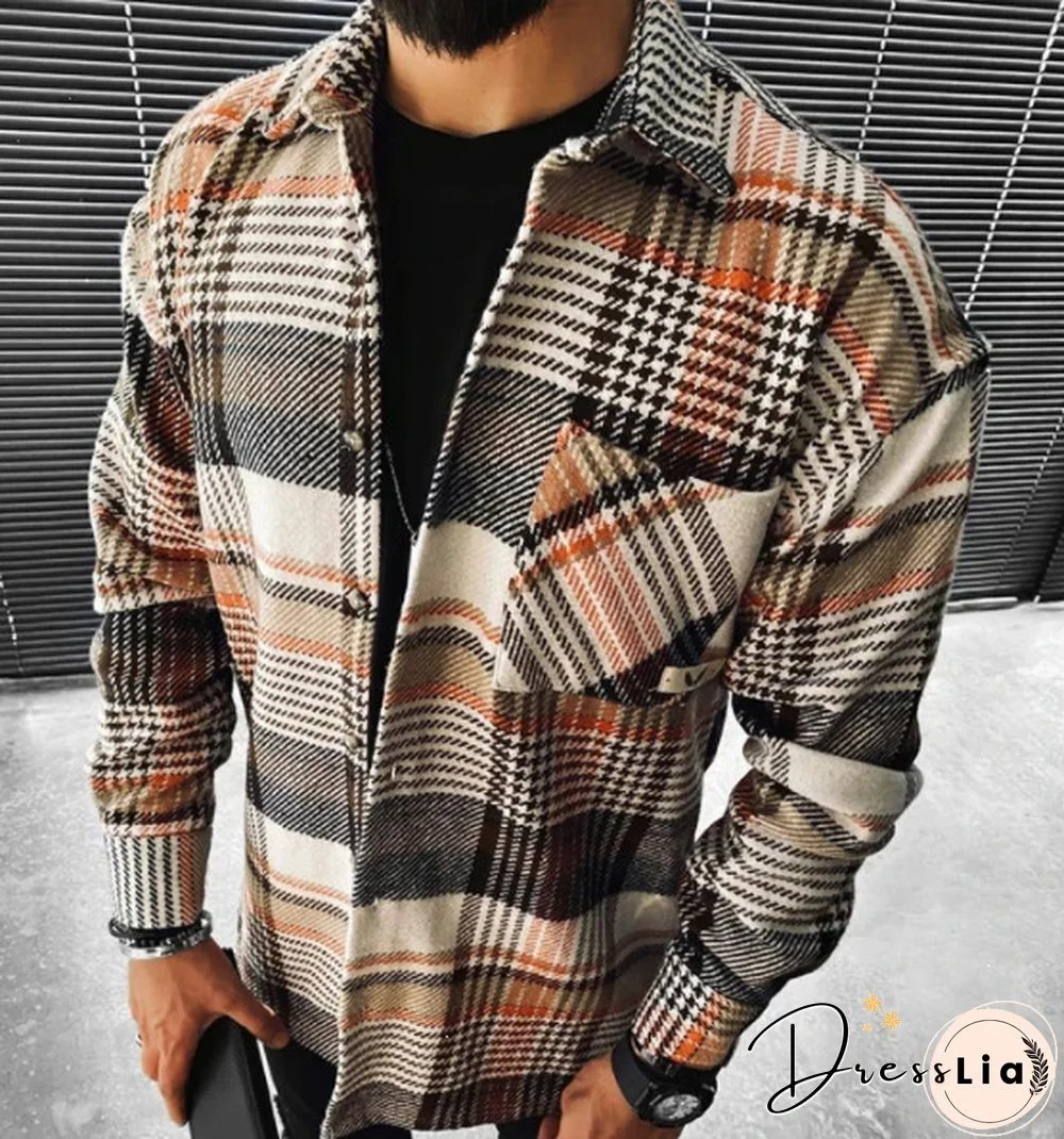 Casual Fashion Plaid Hooded Jacket