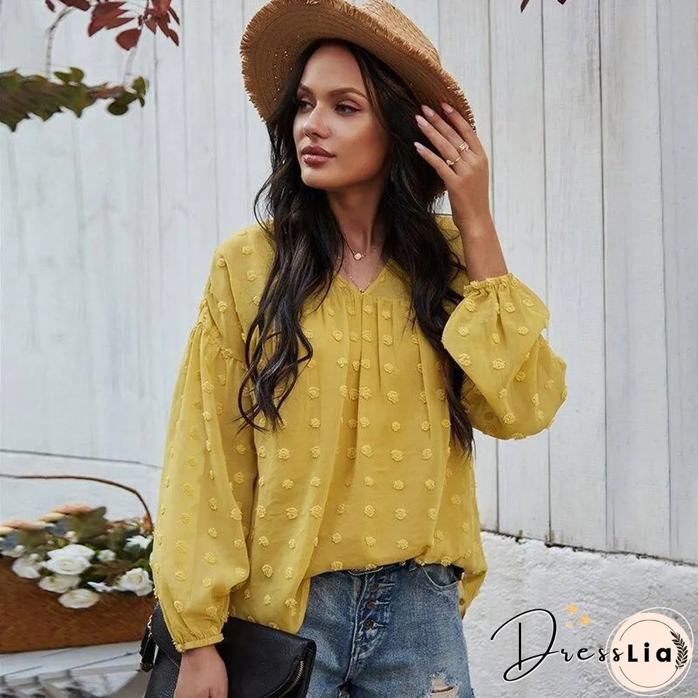 Spring New chiffon blouse women fashion neck full sleeve summer shirt tops for casual