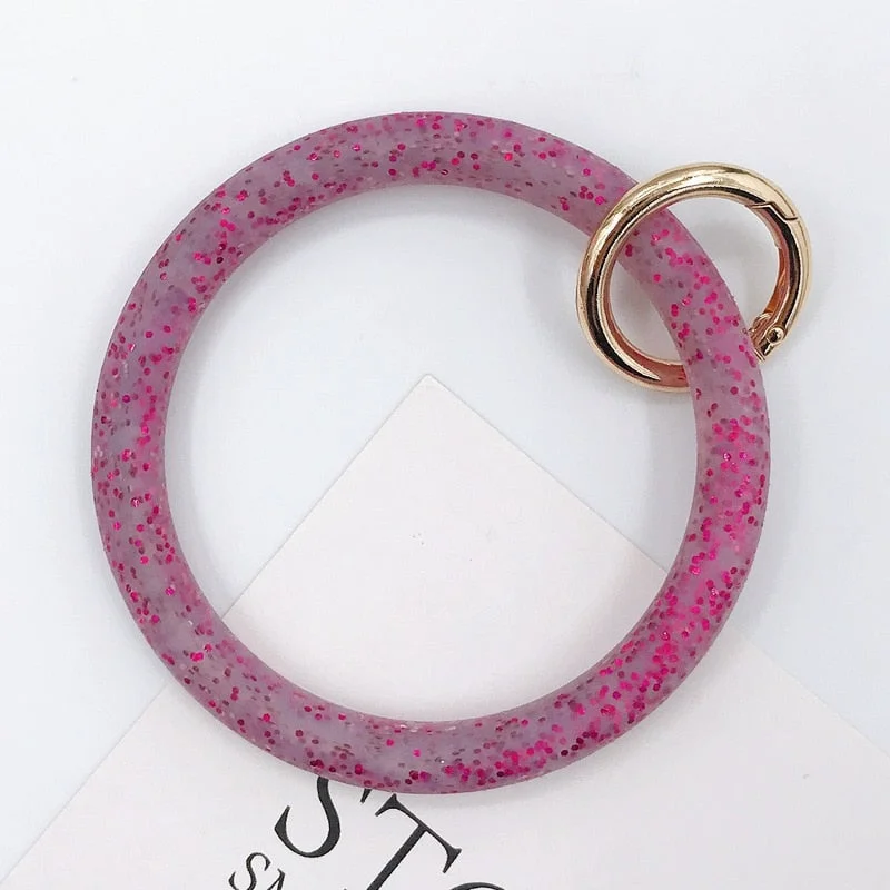 Dvacaman Hot Sale Big O Shaped Silicone Loop Wrist Key Ring Keychain with Gold O Clasp Round Key Wrist Strap Accessory Wholesale