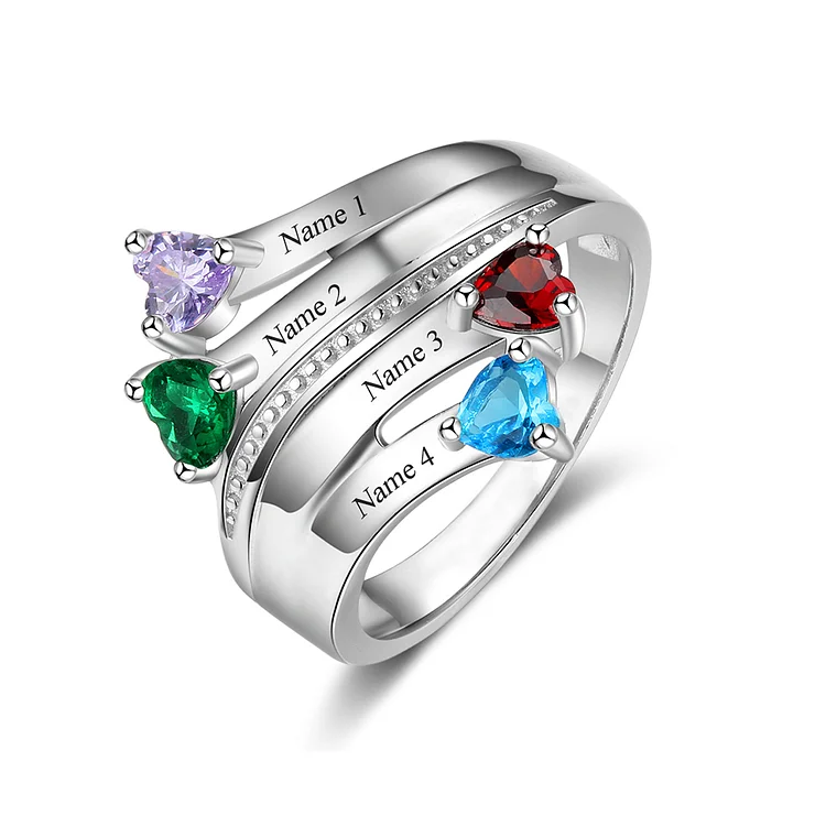Personalized 925 Sterling Silver Birthstone Ring Gifts For Her