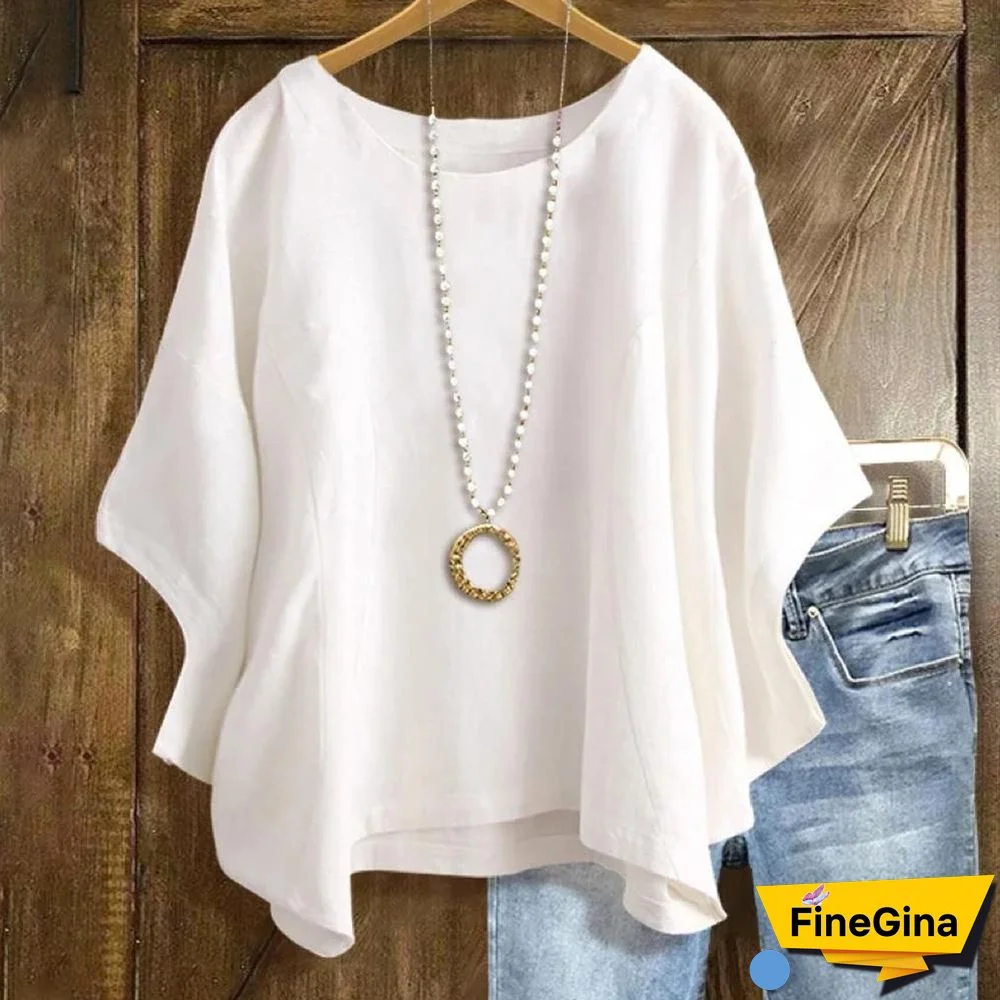 Simple White Batwing Loose Top