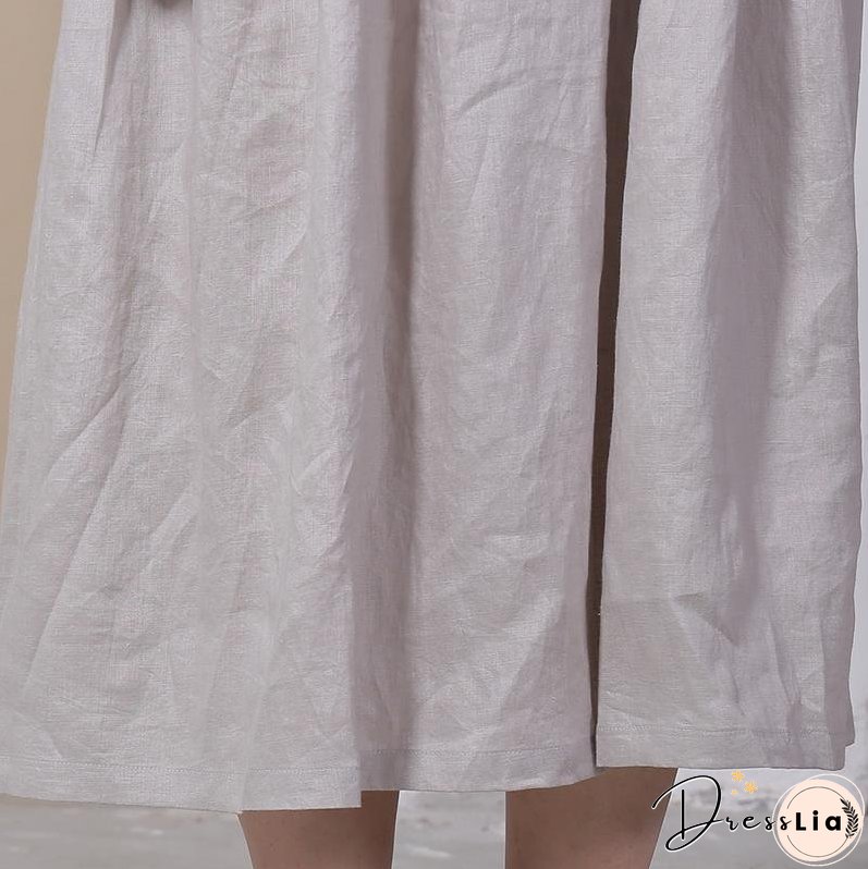 Women Summer Casual Solid Pullover Loose Short Sleeve Maxi Dress