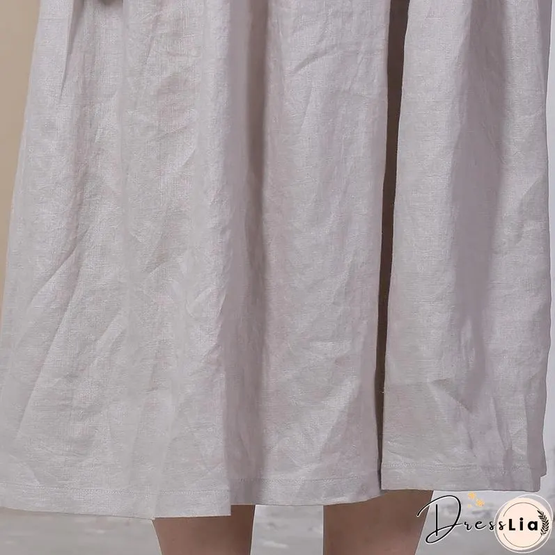 Women Summer Casual Solid Pullover Loose Short Sleeve Maxi Dress
