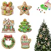 (US Local)6pcs Xmas Cookies  DIY Diamond Painting Art Pendant Wall Door Decoration