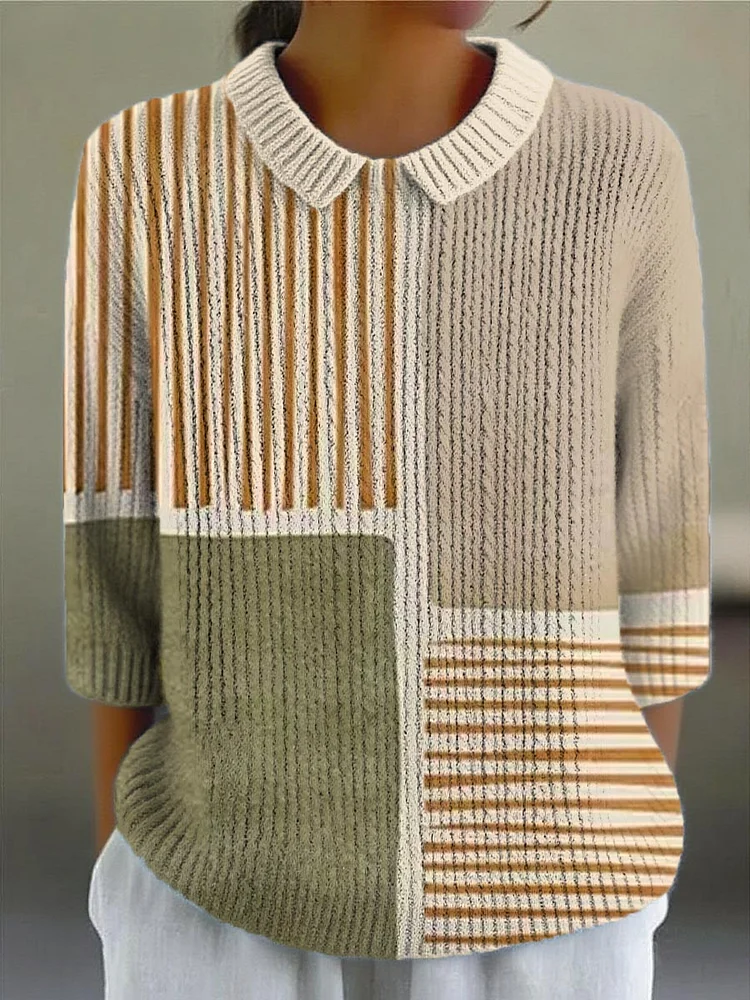 Women's Geometric Pattern Art Print Casual Pullover Sweater