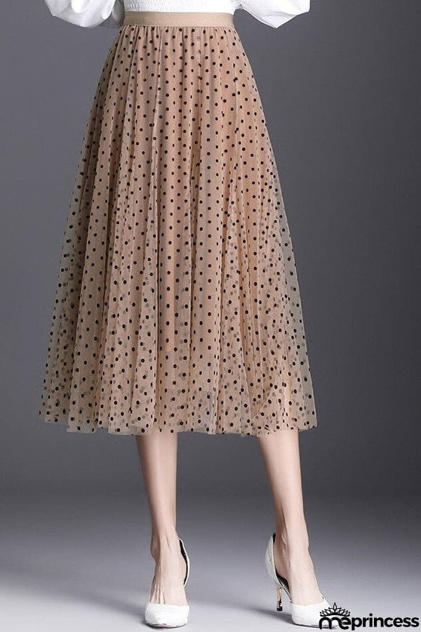 Polka dot high waist gauze skirt princess dress