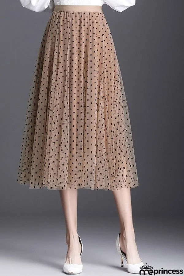 Polka dot high waist gauze skirt princess dress