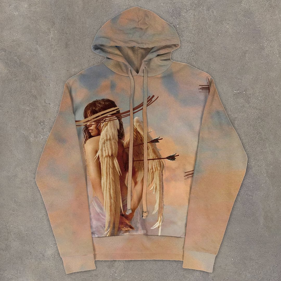 Angel Retro Print Tide Brand Long Sleeve Hoodie